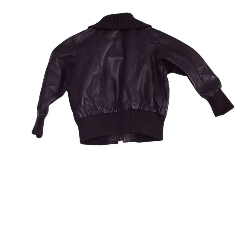 Beverly Hills Polo Club Girls Size 3T Purple Faux Leather Moto Full Zip Jacket